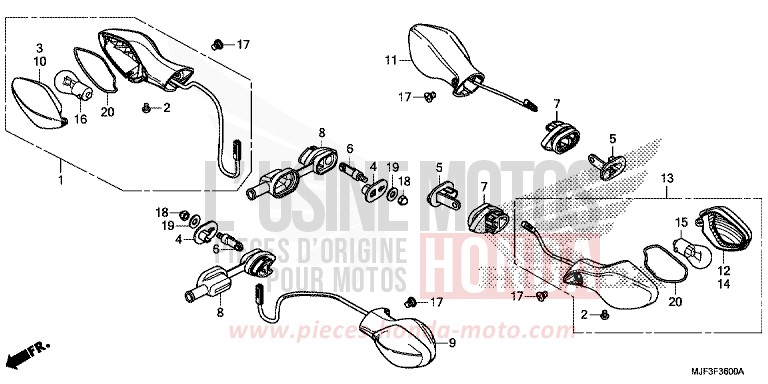 WINKER for CTX700 ABS DARKNESS BLACK METALLIC (NH463) from 2014